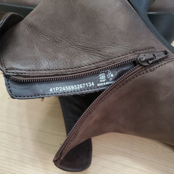 ECCO Sculptured Folded Ankle Boot Booties Brown Leather Zip Women's 10- 10.5/41 - Picture 15 of 16